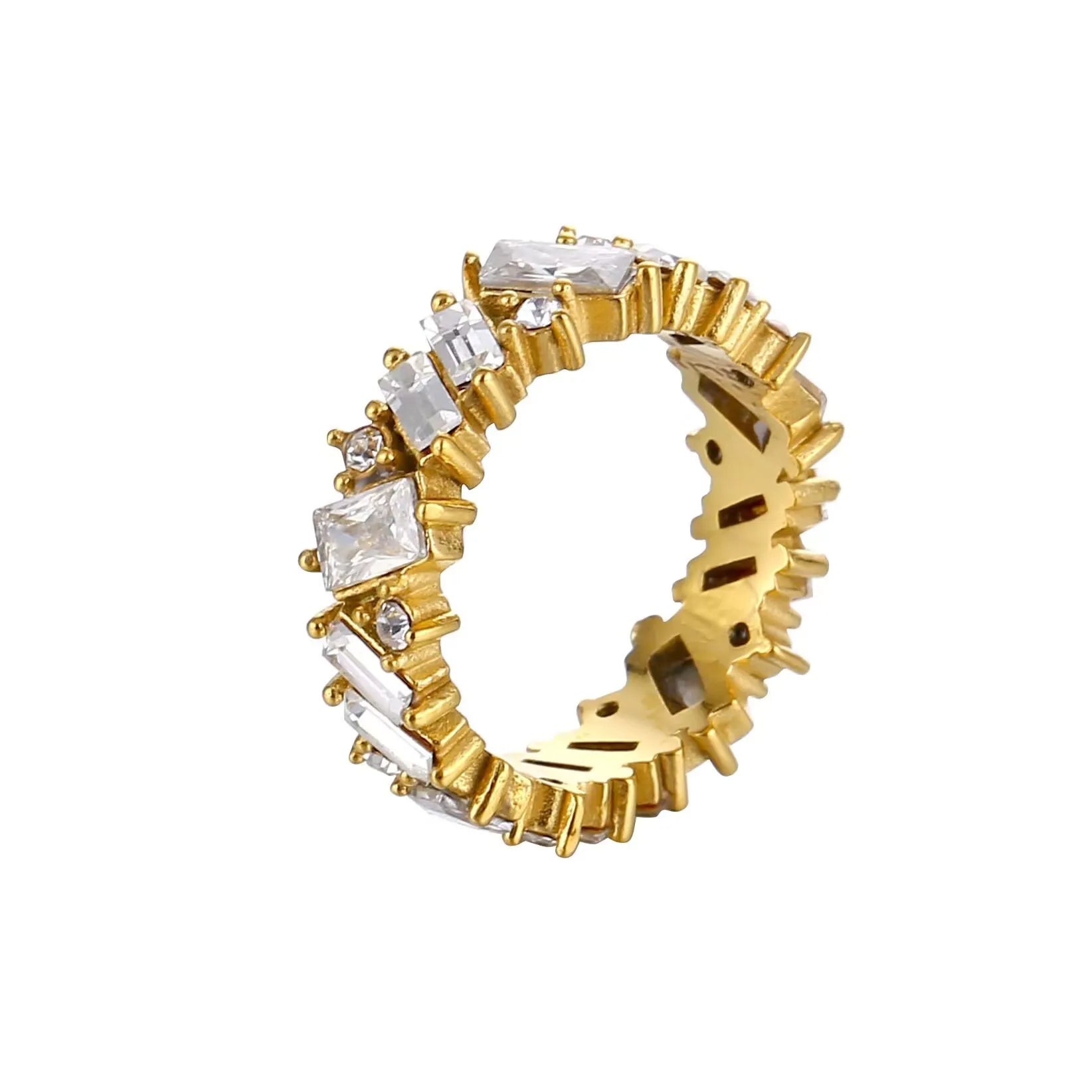 LuxeZircon 18K Gold Stainless Steel Ring
