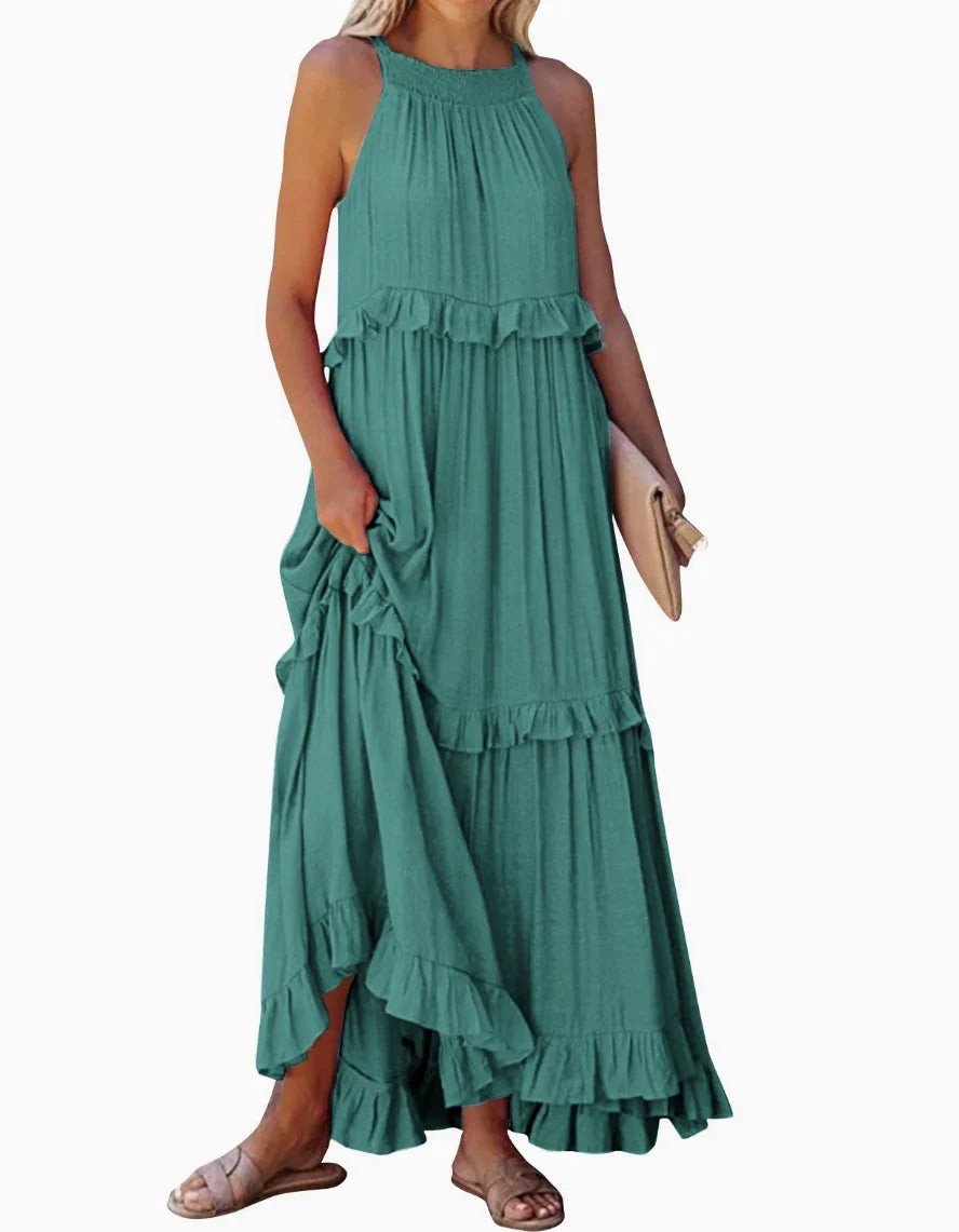 LotusFlow Boho Ruffle Ankle Dress, Women