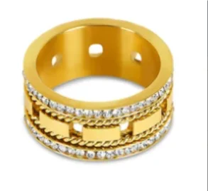 LuxeZircon 18K Gold Stainless Steel Ring