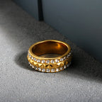 LuxeZircon 18K Gold Stainless Steel Ring