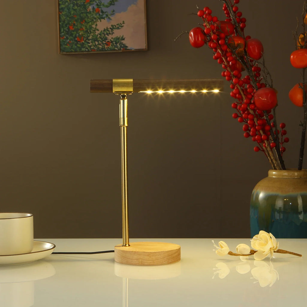 Wooden LED Table Lamp (USB, 180° Adjustable
