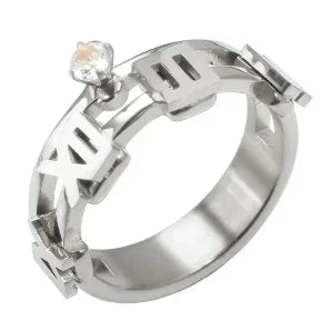 LuxeZircon 18K Gold Stainless Steel Ring