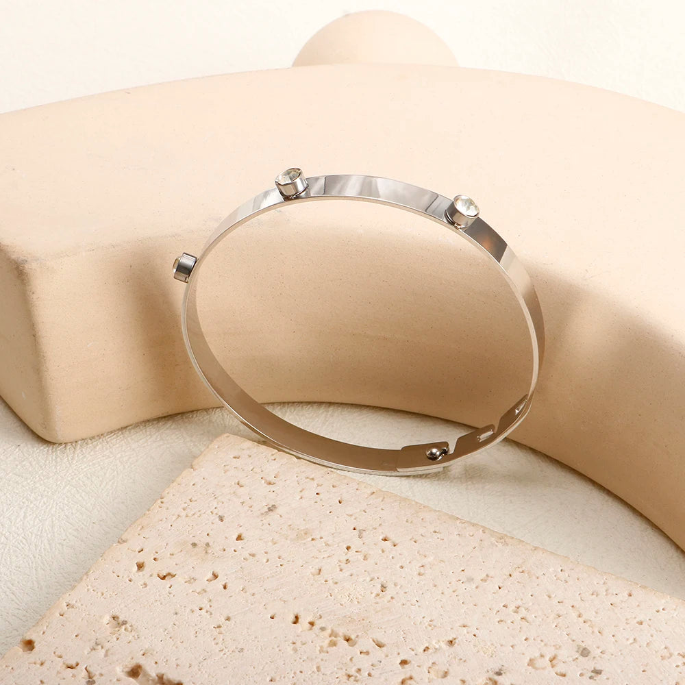 TriGlow Crystal Gold Cuff Bracelet