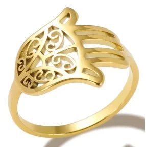 LuxeZircon 18K Gold Stainless Steel Ring
