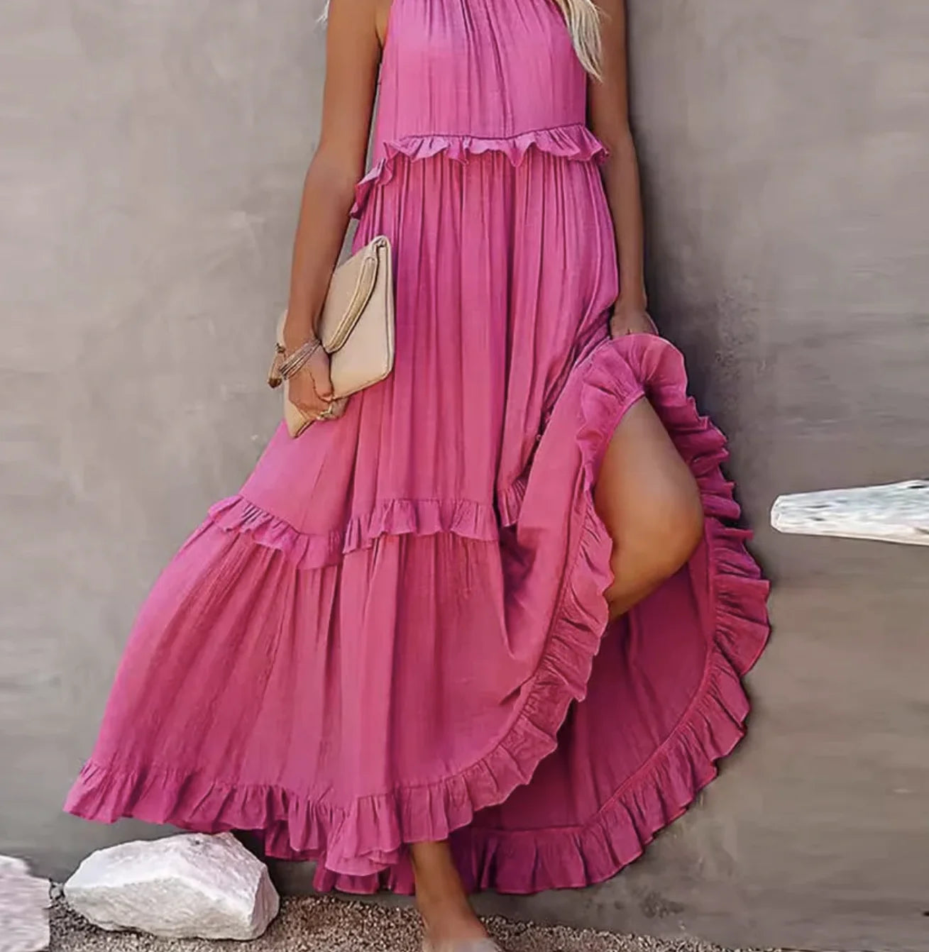 LotusFlow Boho Ruffle Ankle Dress, Women