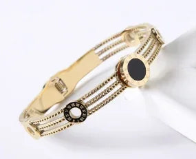 TriGlow Crystal Gold Cuff Bracelet