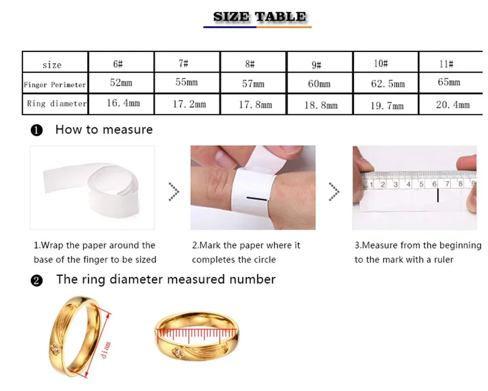 LuxeZircon 18K Gold Stainless Steel Ring