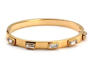 TriGlow Crystal Gold Cuff Bracelet