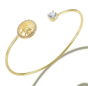 TriGlow Crystal Gold Cuff Bracelet