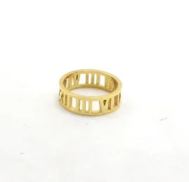 LuxeZircon 18K Gold Stainless Steel Ring
