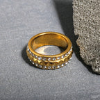 LuxeZircon 18K Gold Stainless Steel Ring