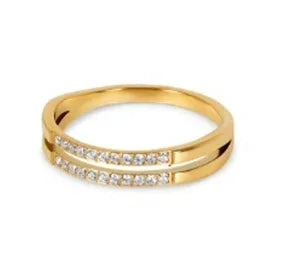 LuxeZircon 18K Gold Stainless Steel Ring