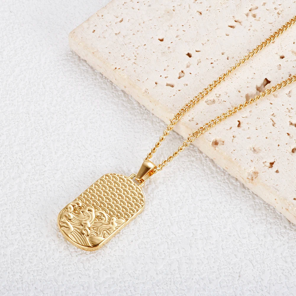 SquareChain Stainless Steel Pendant Necklace