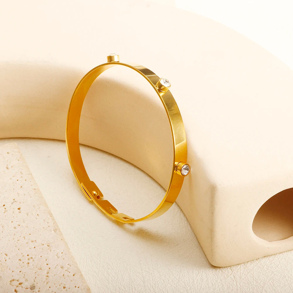 TriGlow Crystal Gold Cuff Bracelet