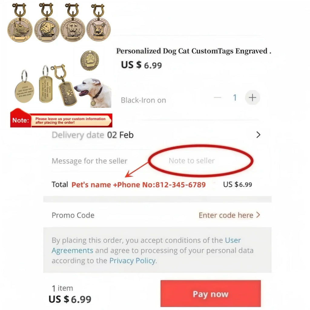 PetMark Custom Engraved Pet ID Tag