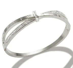 TriGlow Crystal Gold Cuff Bracelet