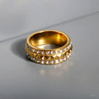 LuxeZircon 18K Gold Stainless Steel Ring