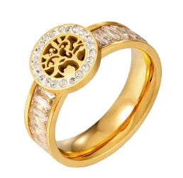 LuxeZircon 18K Gold Stainless Steel Ring