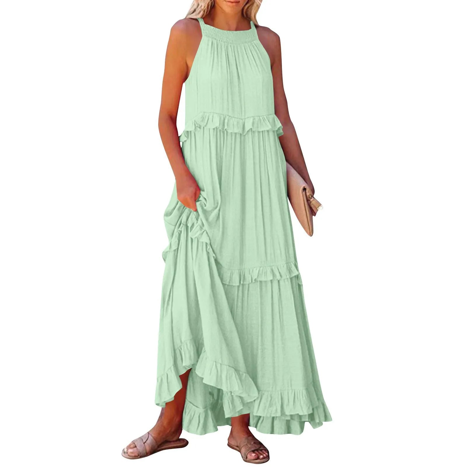 LotusFlow Boho Ruffle Ankle Dress, Women