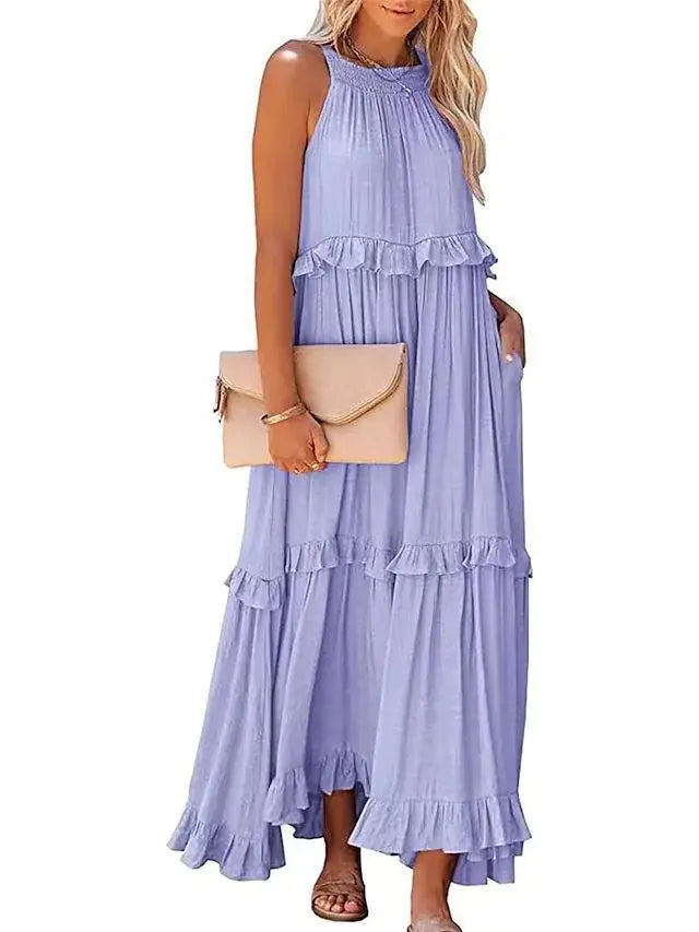 LotusFlow Boho Ruffle Ankle Dress, Women