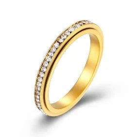 LuxeZircon 18K Gold Stainless Steel Ring