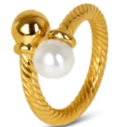LuxeZircon 18K Gold Stainless Steel Ring
