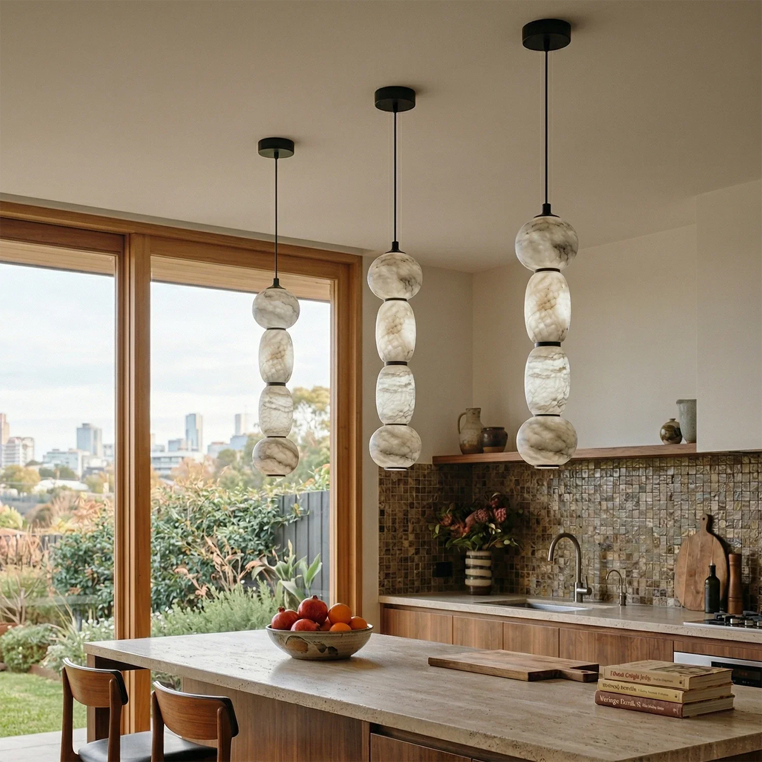 Alabaster Pendulous Pearl Pendant Light