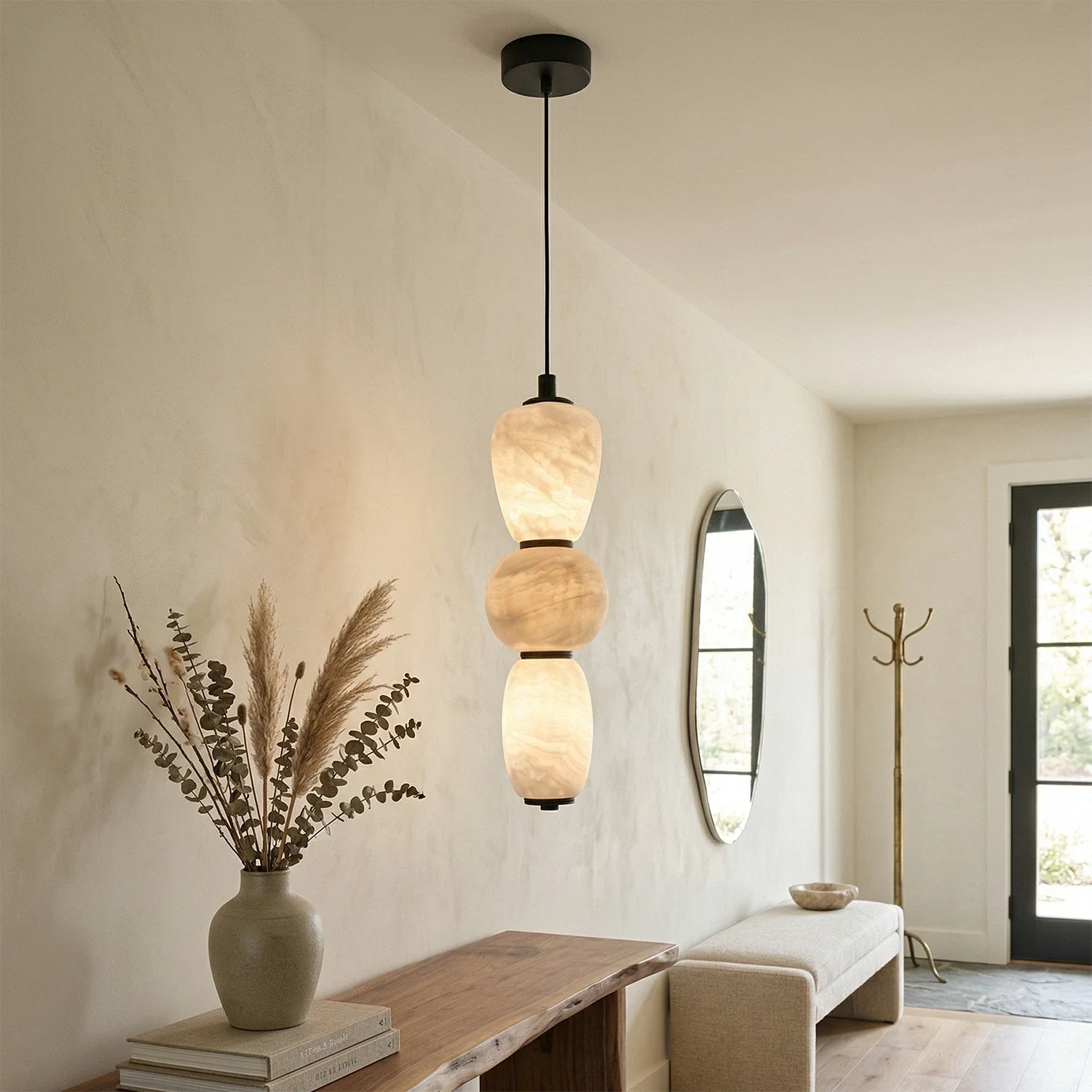 Alabaster Pendulous Pearl Pendant Light