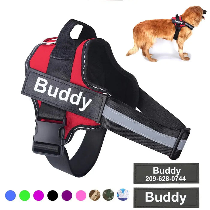 Personalized No-Pull Reflective Dog Harness with Custom Patch